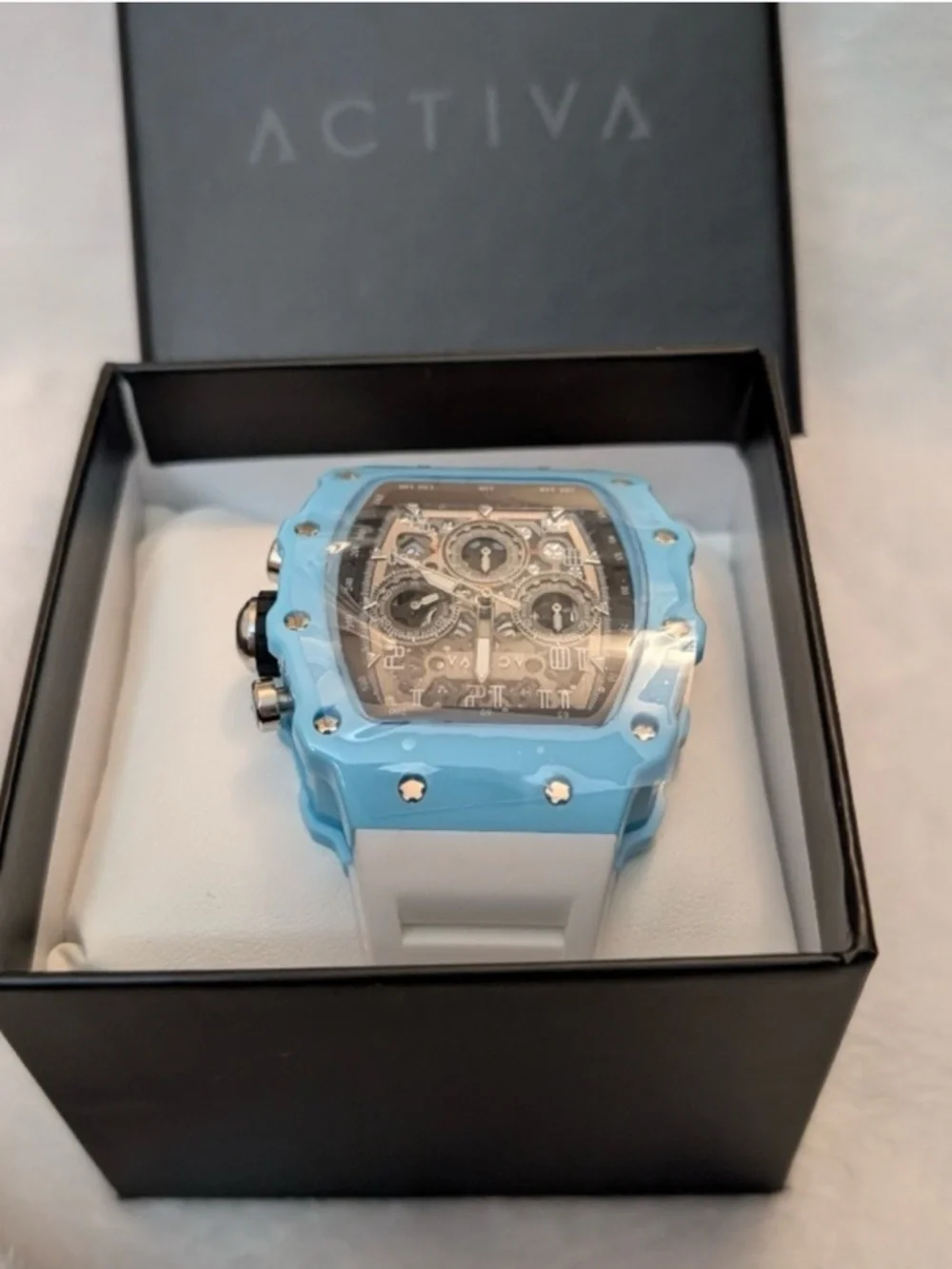 Activa Watch Light Blue and White Chronograph NIB!